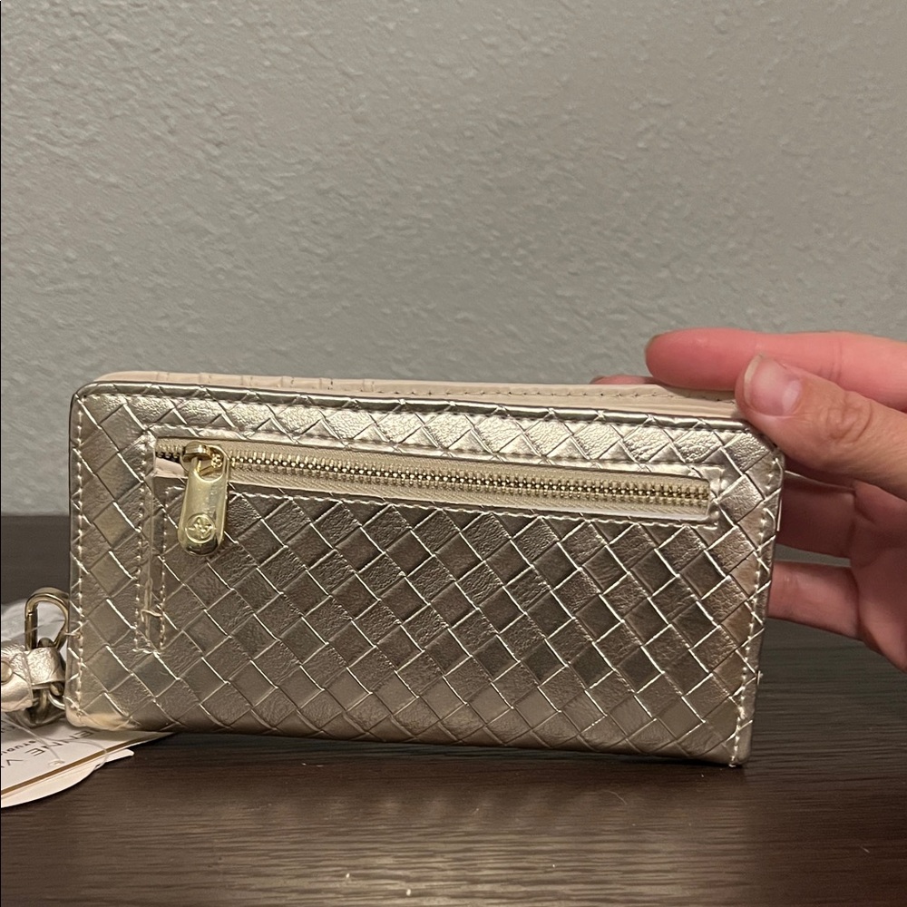 Adrienne Vittadini Silver Woven Tassel Clutch Wallet - Picture 6 of 7